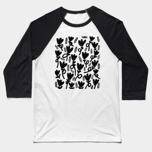 Black and white hand drawn flowers Baseball T-Shirt